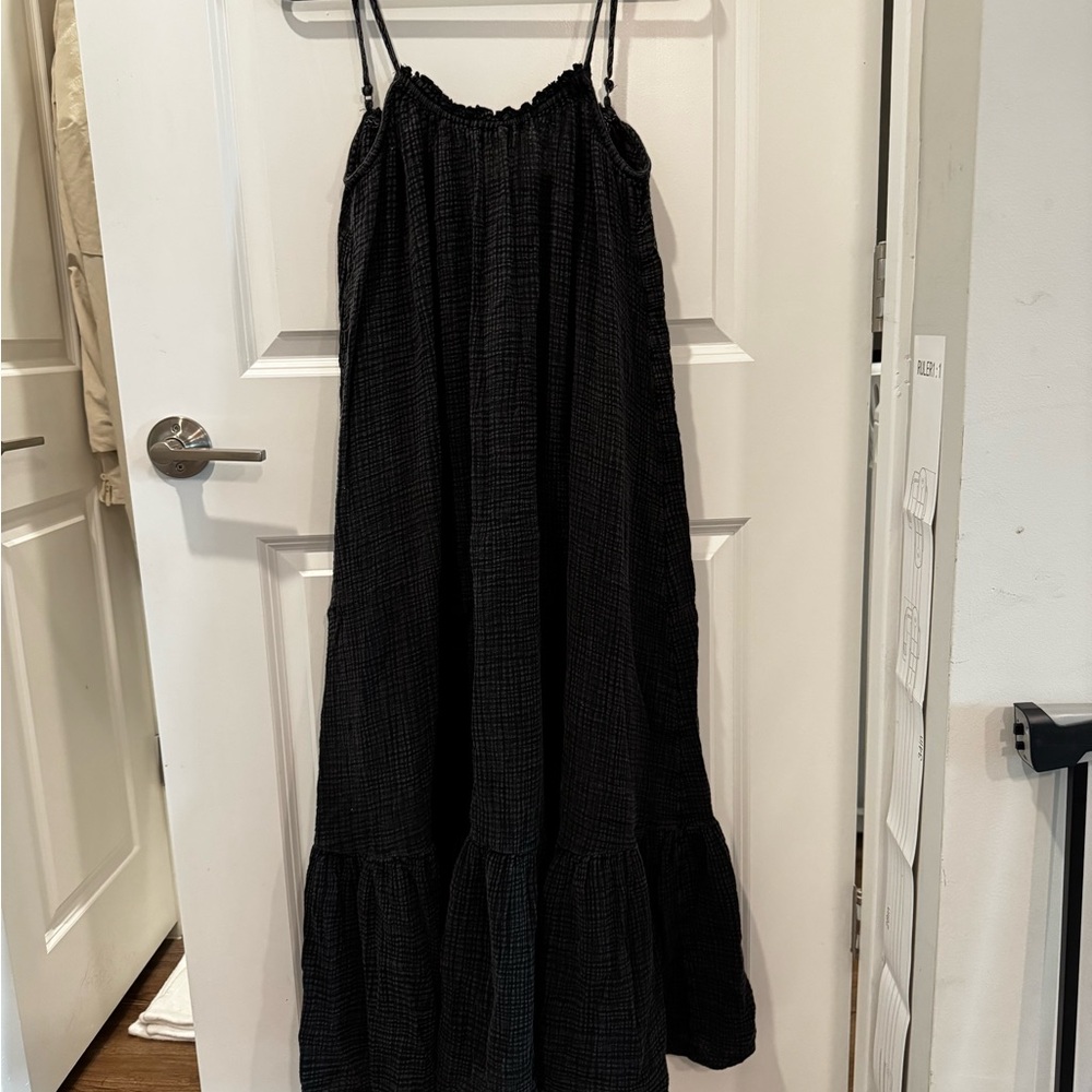Anthropologie Black Tiered Maxi Sundress